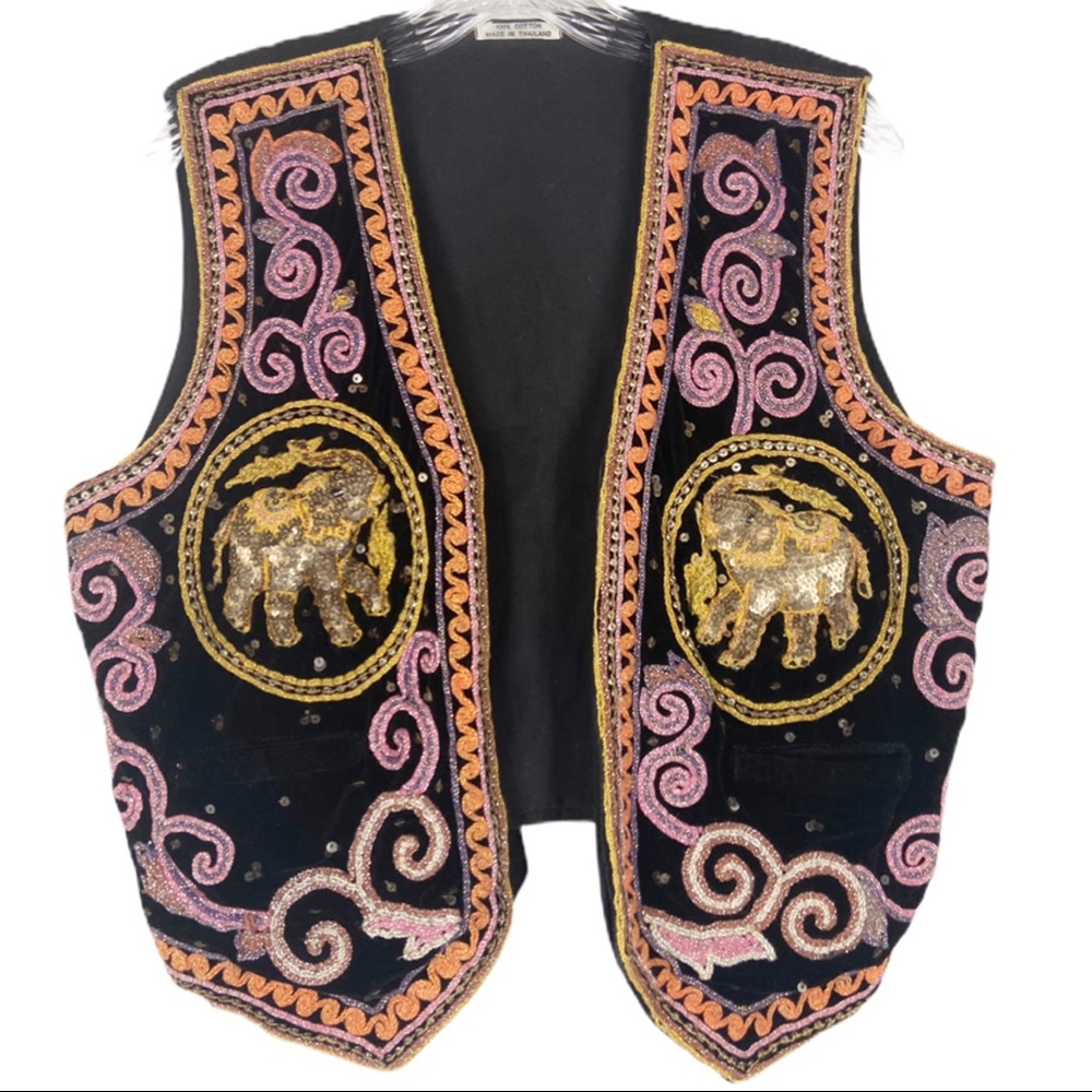 Hand Embroidered Sequined Women’s Black Vest